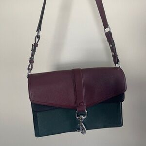 Rebecca Minkoff Hudson Moto Tricolor Satchel Bag, Port/black/green